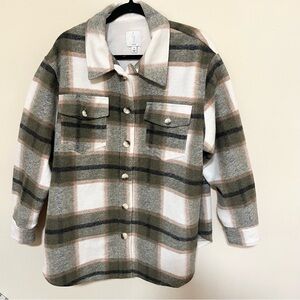 Joie 2X Shacket Jacket Plaid Windowpane Women Button Down